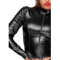 Wetlook jacket with handmade pleats
