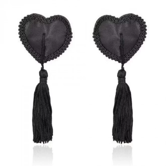 Bielizna-Heart Nipples Tassels BLACK