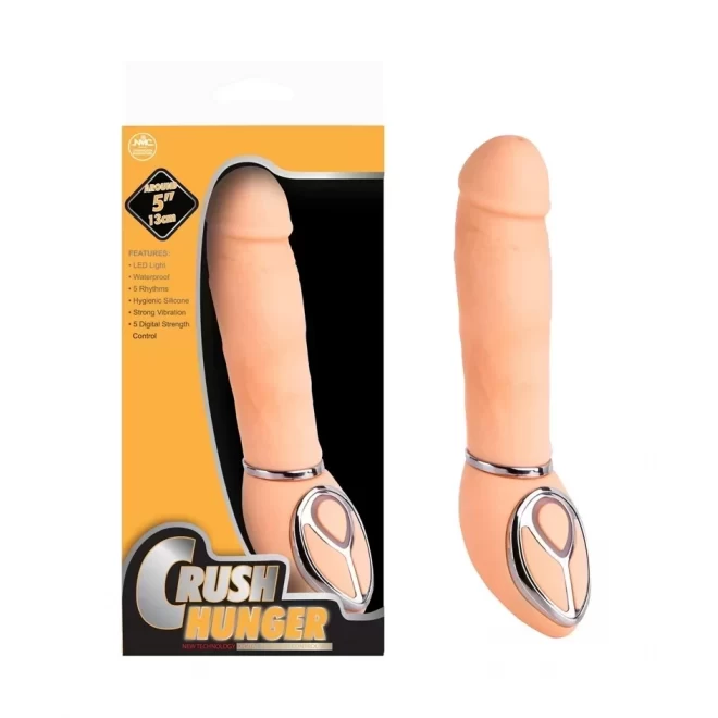 "@crush hunger 5"" silikon vibrator,5 funktionen, natur, 13cm@"