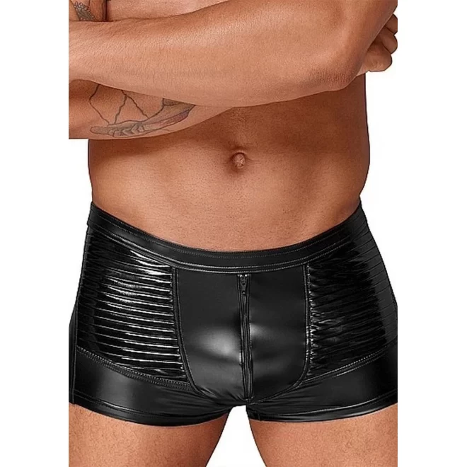 Wetlook shorts with pvc pleats