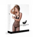 Decorated bodystocking with open bra one size
