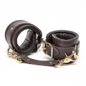 Coco de mer leather wrist cuffs s/m brown