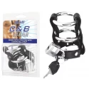Blue line c&b gear double metal cock ring with locking ball strap