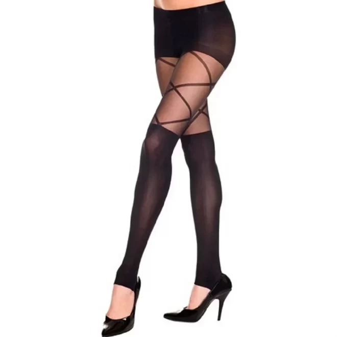 Leggings with crossed straps design BLACK