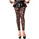 Transparent Leggings With Floral Design - Black