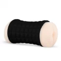 Masturbator With Silicone Grip Sleeve - Black