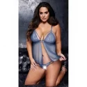 Babydoll & Crotchless G-String - Queen Size - Blue