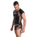 Faux Leather Jockstrap With Buckles - Black