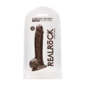 Silicone dildo with balls - 22,8 cm - brown