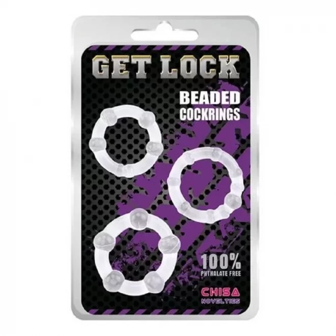 Get Lock Beaded Cock Rings-Clear