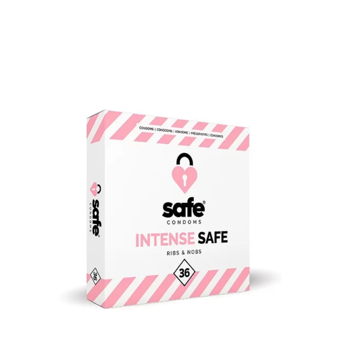 Prezerwatywy-SAFE INTENSE SAFE CONDOMS(RIBS/DOTS)36PC