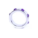 Pierścień-Metal Cock Ring with Purple Diamonds Large