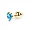 Plug-Jawellery Gold Heart PLUG- Light Blue