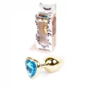 Plug-Jawellery Gold Heart PLUG- Light Blue