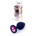 Plug-Jawellery Black Silikon PLUG Medium- Pink Diamond