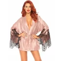 Satin robe with flared sleeves
