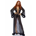 Faux fur trimmed robe & string