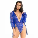 Floral lace teddy & robe