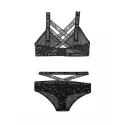 Bra Set With Zodiac Print - Black/Metallic