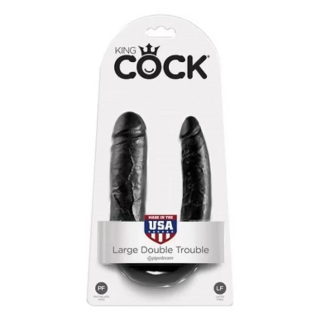 King cock u-shaped large double trouble - black