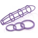 Siliconowy pierściń z nasadką w kształcie klatki - Cockcage and Ring Set Blk
