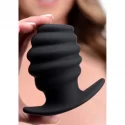 Hive ass tunnel 4" silicone ribbed hollow anal plug - large