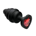 Heart silicone butt plug set- black