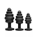 Heart silicone butt plug set- black