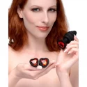 Heart silicone butt plug set- black
