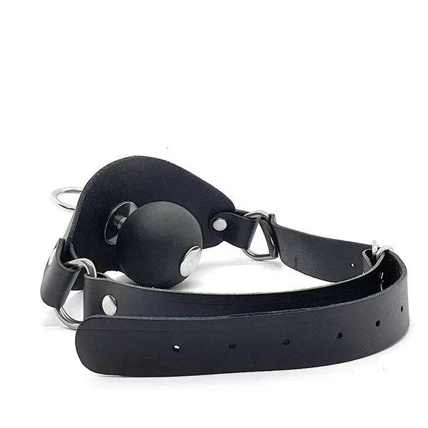 Leather super ball gag with eyelet