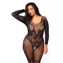 Vine lace and net bodystocking