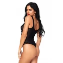 Opaque lace up thong teddy 