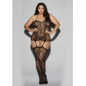 Lace fishnet halter garter dress