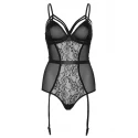 Sheer and lace garter teddy