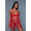 Valentine Sheer Babydoll Set - Red