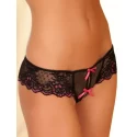 Crotchless lace thong with bow