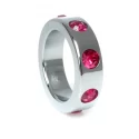 Pierścień-Metal Cock Ring with Pink Diamonds Medium