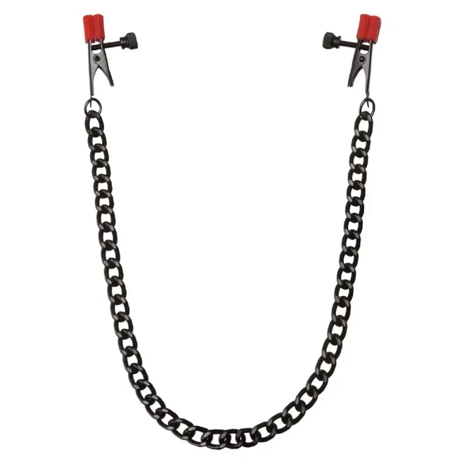 Chain silicone nipple alligator with heavy chain - black met