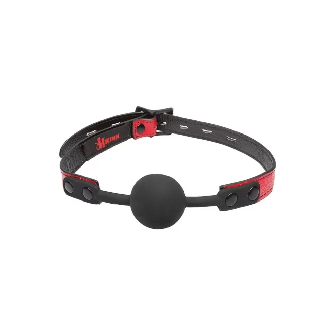 Leather and silicone ball gag - black | red