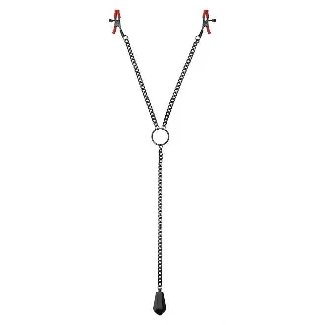 Tug silicone nipple y-clips with heavy weight - black metal