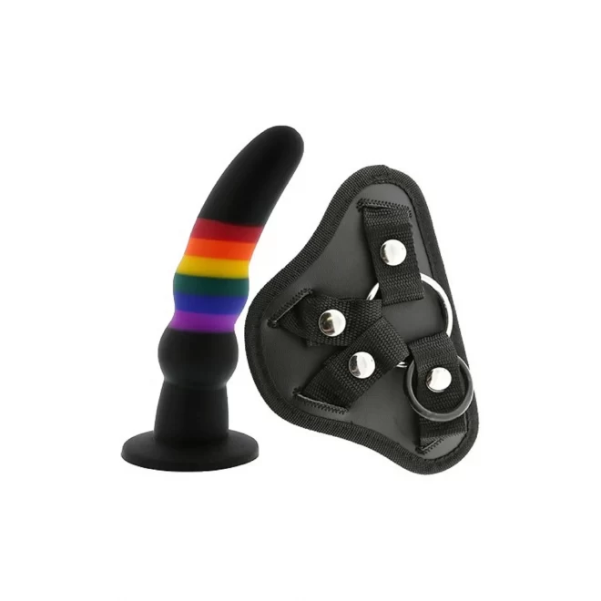 COLOURFUL LOVE STRAP ON SOLID DILDO