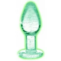 Glow-In-The-Dark Glass Anal Plug - Medium