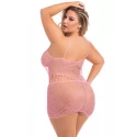 ROLL UP NET MINI DRESS PINK PLUS SIZE