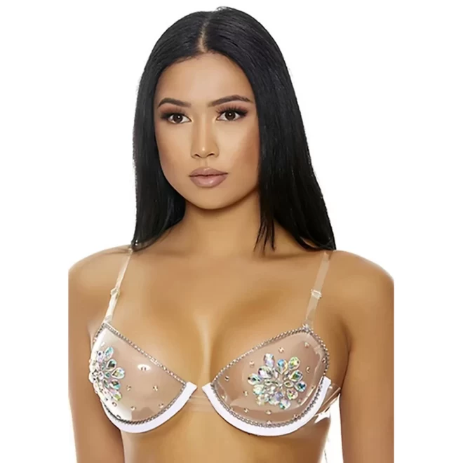 Clear things up rhinestone bra