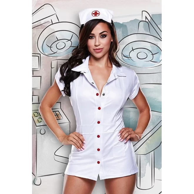 NURSES COAT WITH RED DETAILS AND HAT