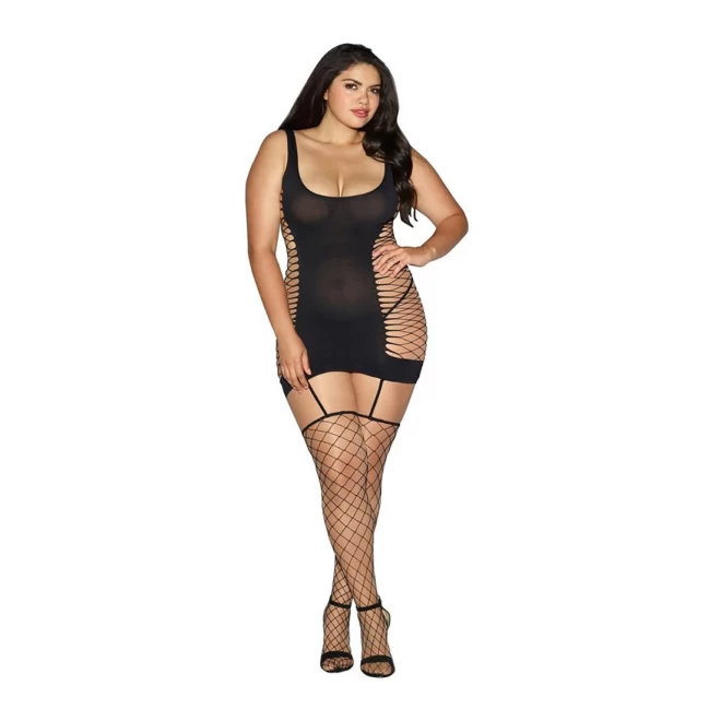 Opaque dmnd net garter dress - osq