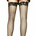 Fishnet stocking w lace top