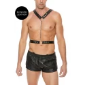 Twisted bit black leather harness - one size