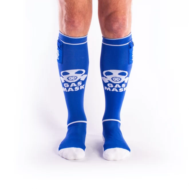 Brutus gas mask party socks w. pockets blue / white