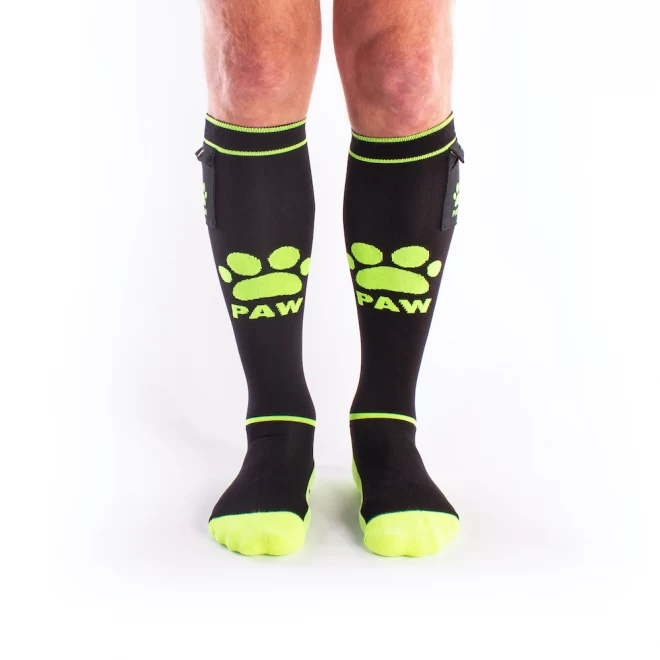 Brutus puppy party socks w. pockets black / neon yellow